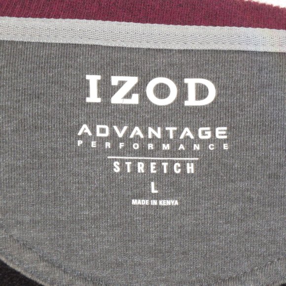 IZOD Advantage Performance Stretch Long Sleeve Gray & Burgundy Shirt Size L C825 - Picture 6 of 7